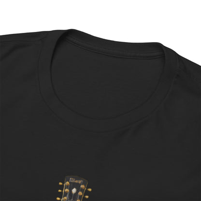 Blues Rock Music T-Shirt - Black Electric Guitar with Ripped Effect