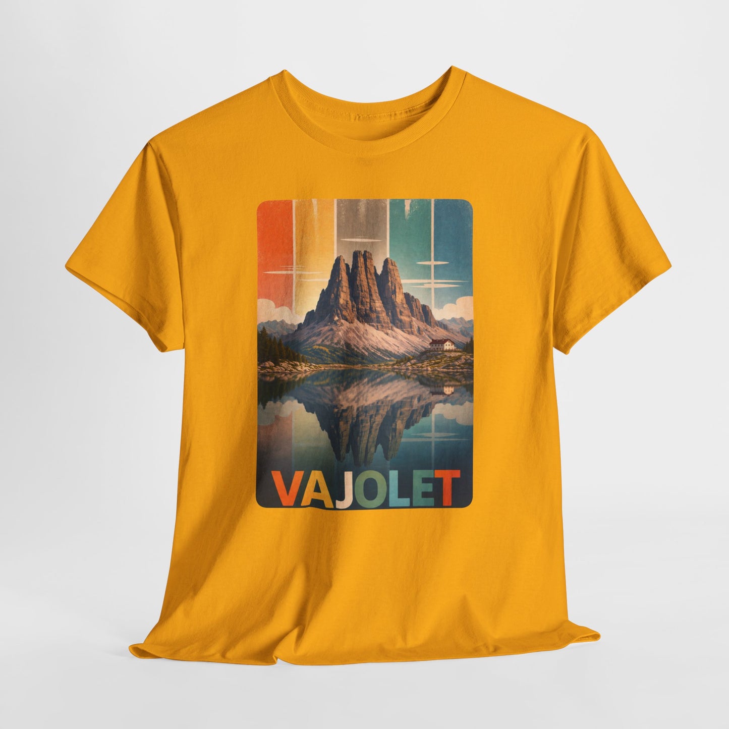 Dolomiti T-shirt, Torri del Vajolet Maglietta, Montagna Alpina Vintage, Paesaggio Lago, Idea Regalo Trekking