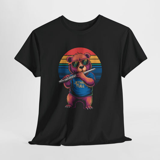 Musician Bear Playing Flute T-Shirt | Flute Lover Graphic Tee