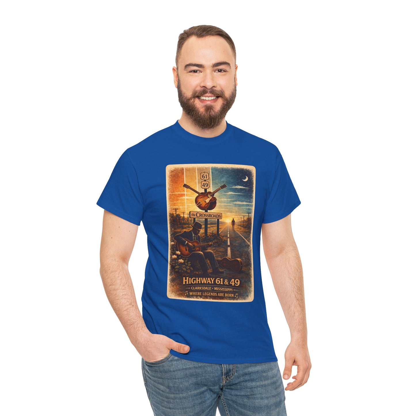 Robert Johnson Crossroads T-Shirt | Delta Blues Mississippi Tee | Route 61 Vintage Guitar Shirt