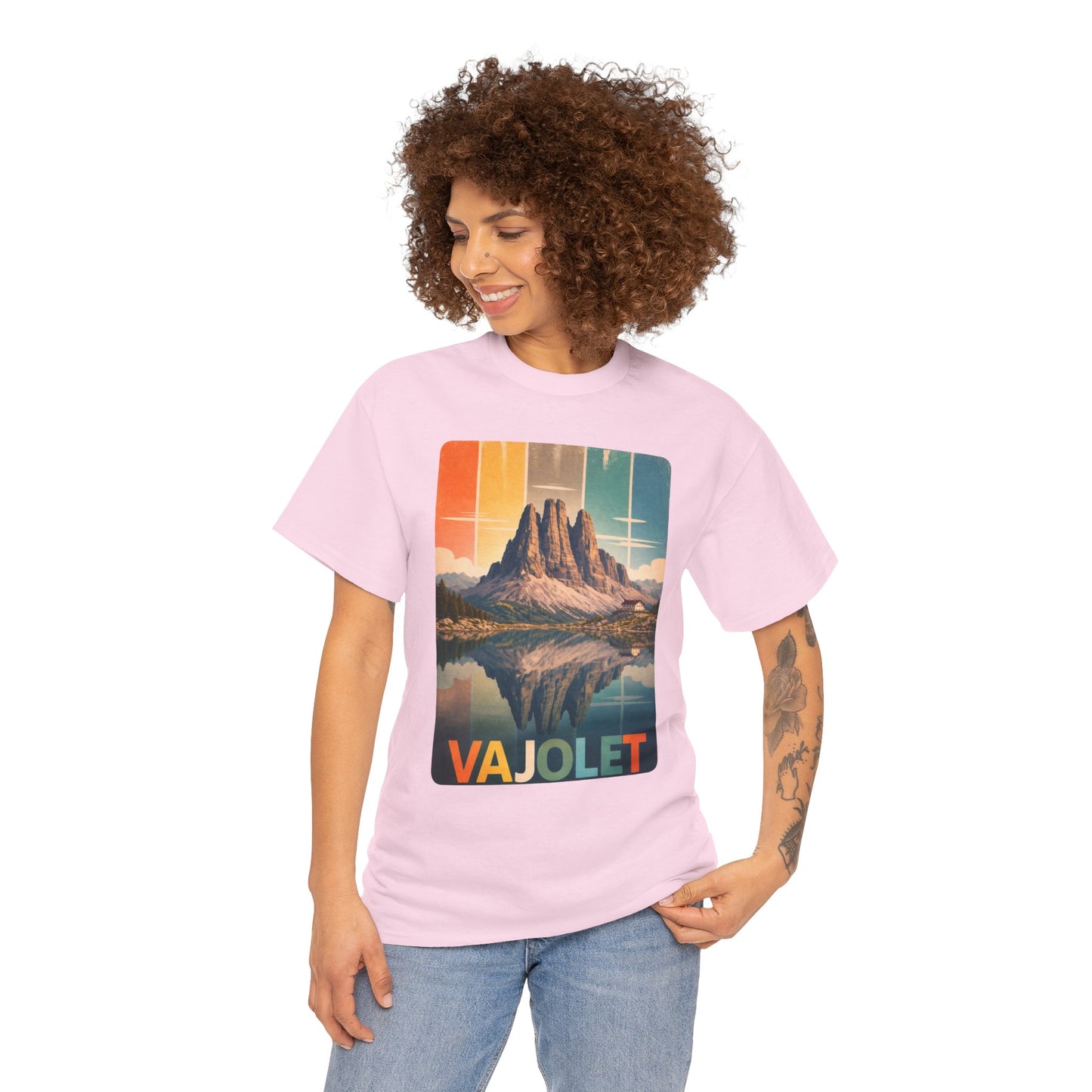 Dolomiti T-shirt, Torri del Vajolet Maglietta, Montagna Alpina Vintage, Paesaggio Lago, Idea Regalo Trekking