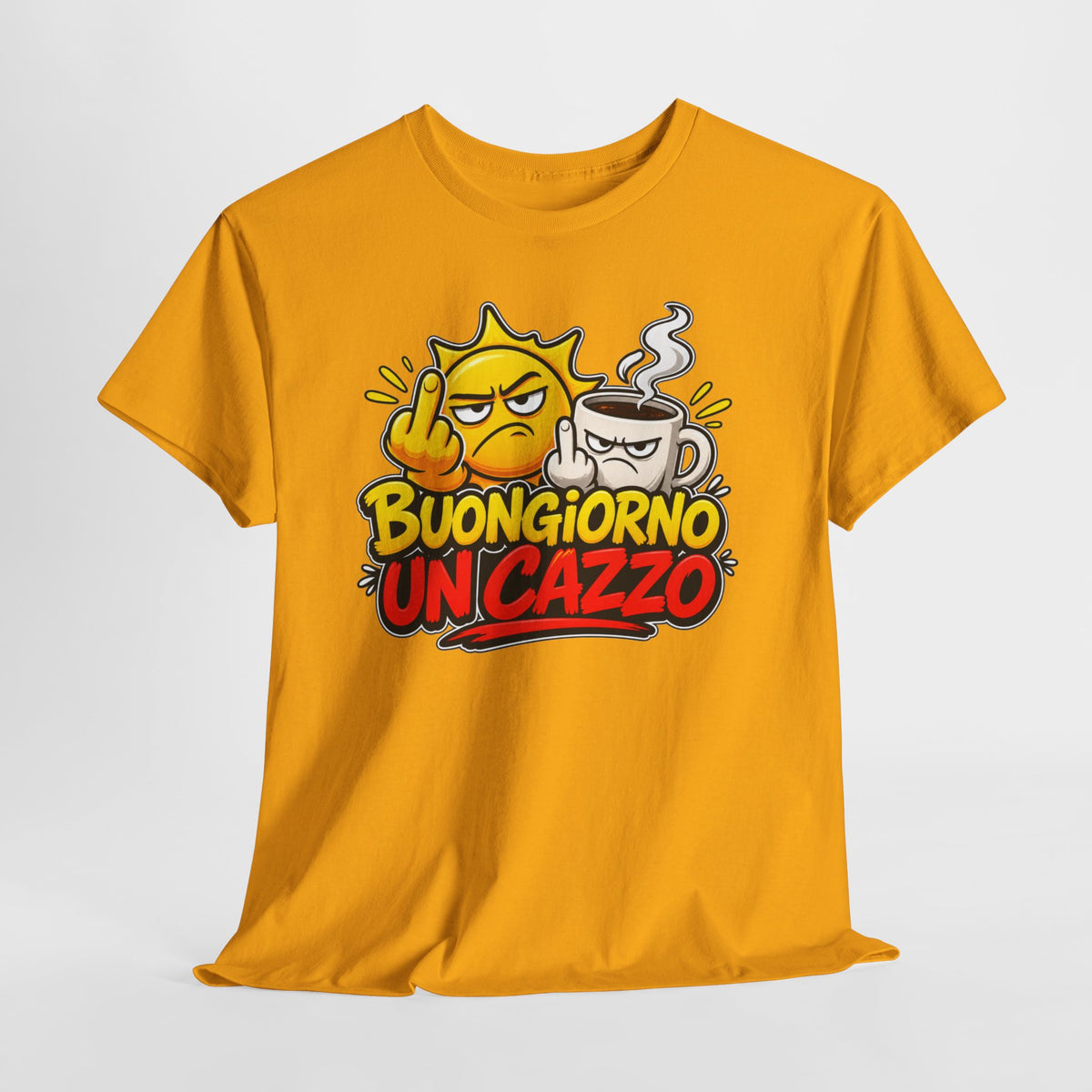Maglietta Ironica "Buongiorno Un Cazzo" | T-Shirt Divertente Caffè e Sarcasmo