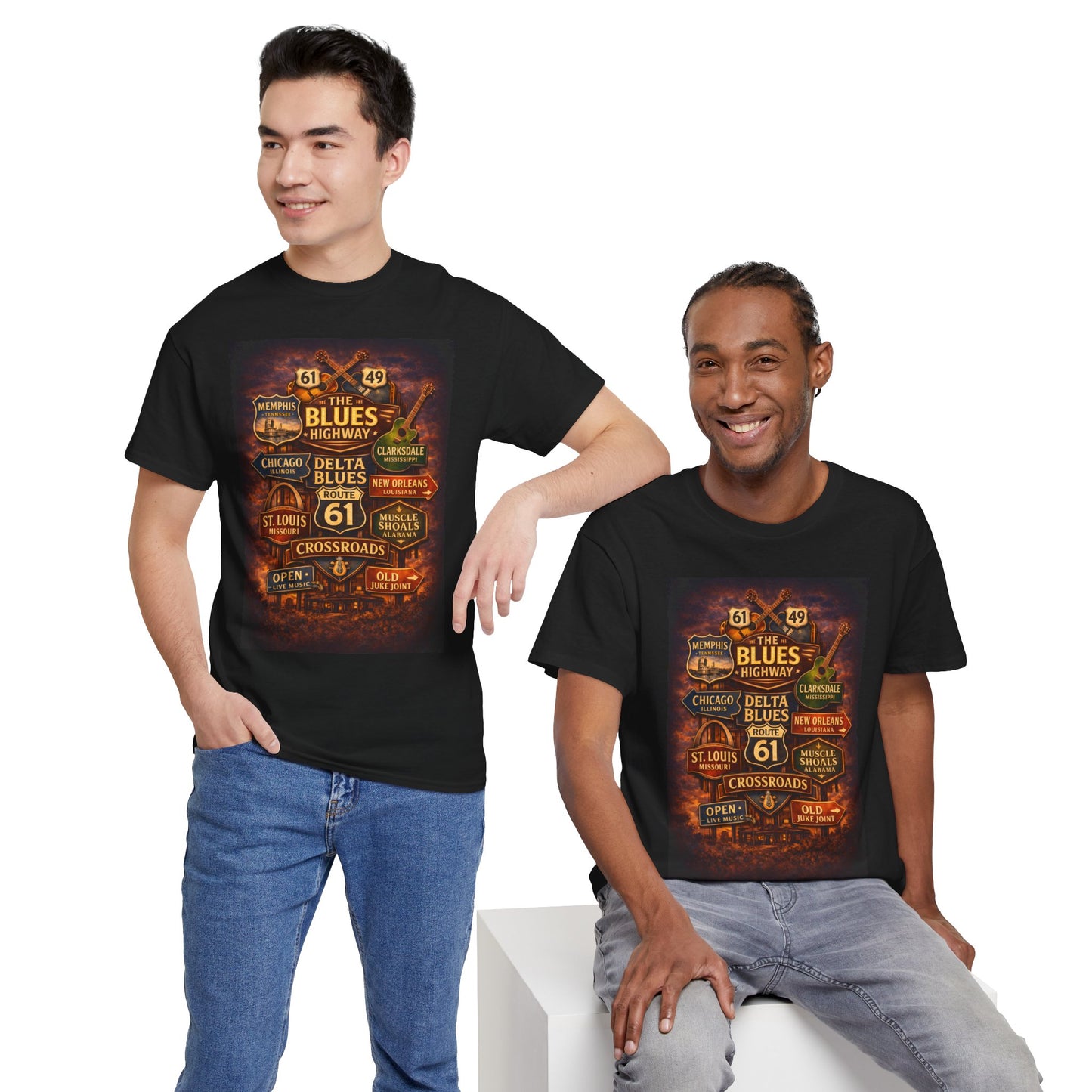 Delta Blues Music Tee | Mississippi Blues Streets, Vintage Blues Shirt