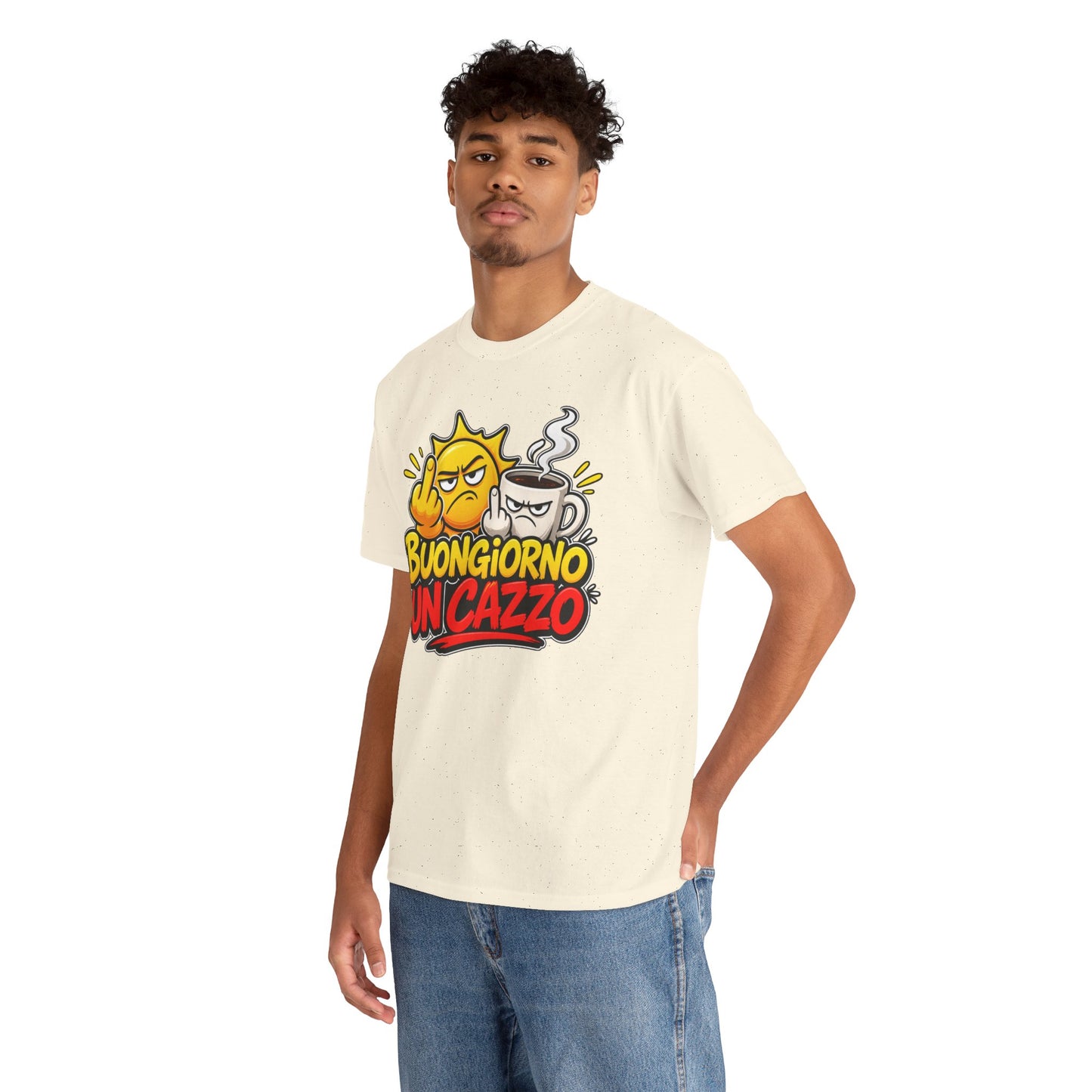 Maglietta Ironica "Buongiorno Un Cazzo" | T-Shirt Divertente Caffè e Sarcasmo