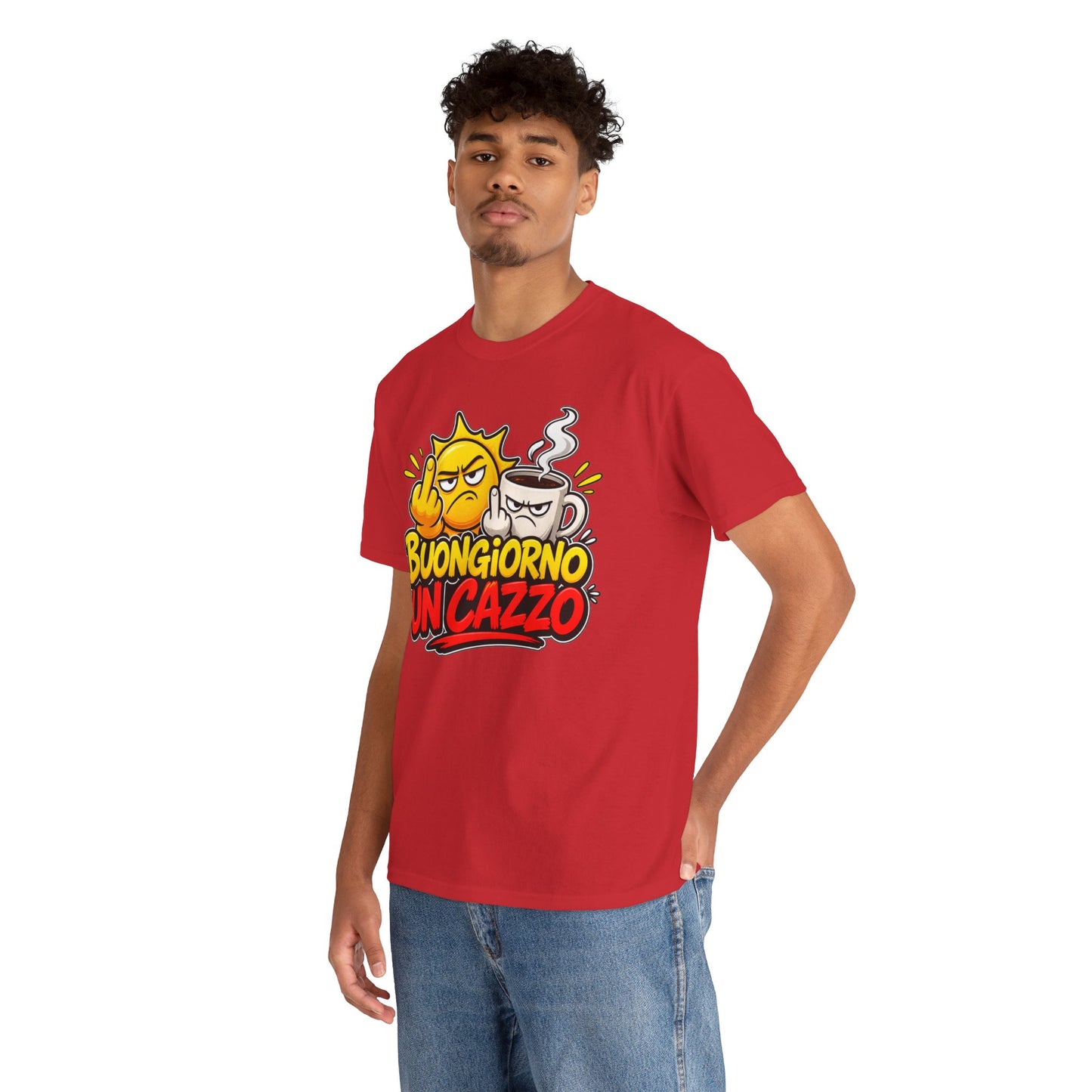 Maglietta Ironica "Buongiorno Un Cazzo" | T-Shirt Divertente Caffè e Sarcasmo