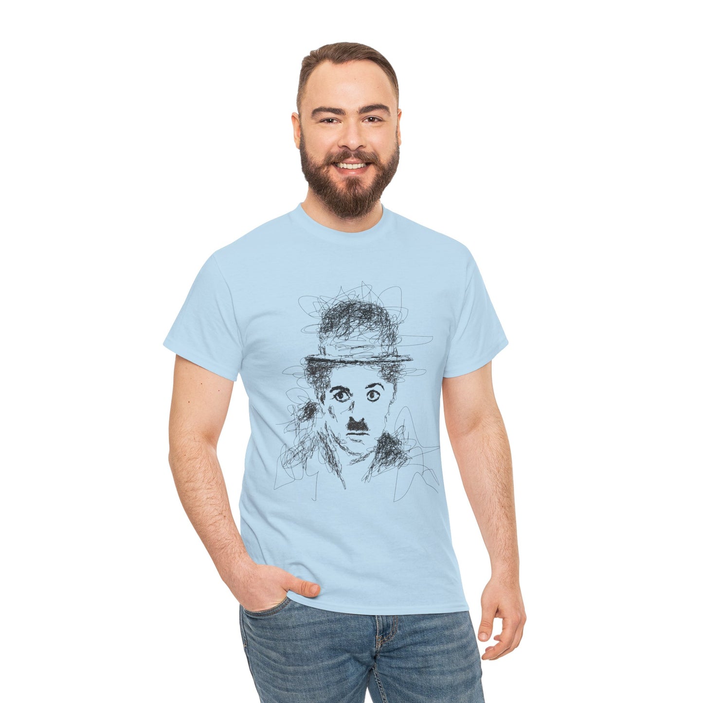 T-shirt Charlie Chaplin, Artistic Character Tee - Unique Graphic Design, Casual Wear, Gift for Artists, Vintage Style, Unisex Fashion