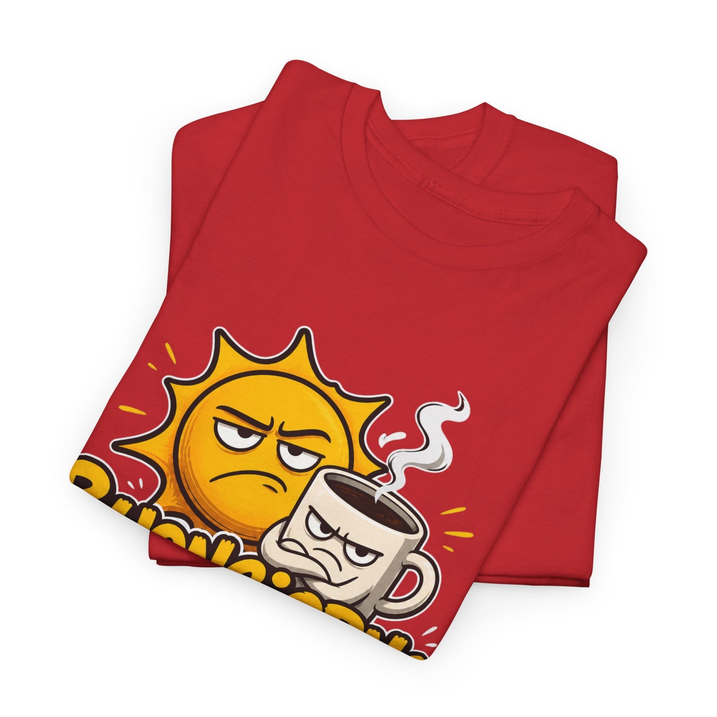 Maglietta Ironica "Buongiorno Un Cazzo" | T-Shirt Divertente con Sole e Caffè | Idea Regalo Uomo Donna
