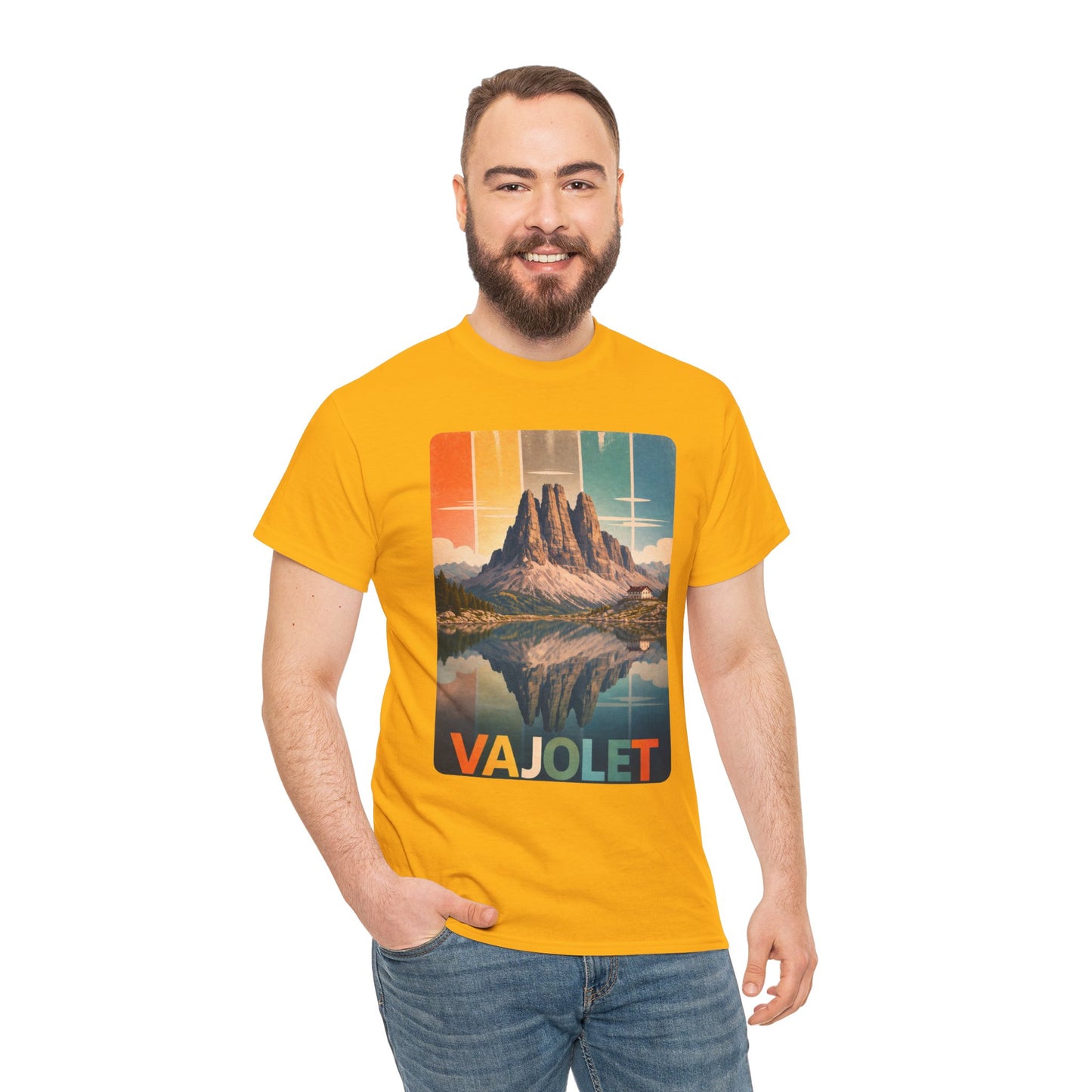 Dolomiti T-shirt, Torri del Vajolet Maglietta, Montagna Alpina Vintage, Paesaggio Lago, Idea Regalo Trekking