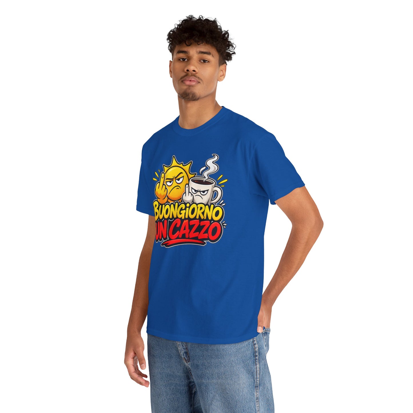Maglietta Ironica "Buongiorno Un Cazzo" | T-Shirt Divertente Caffè e Sarcasmo