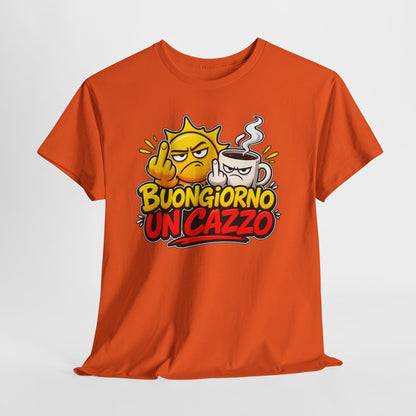 Maglietta Ironica "Buongiorno Un Cazzo" | T-Shirt Divertente Caffè e Sarcasmo
