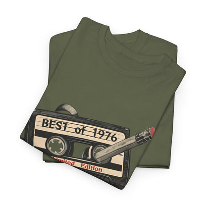 1976 50th Birthday Retro Cassette Tee — Vintage Music Tape Shirt