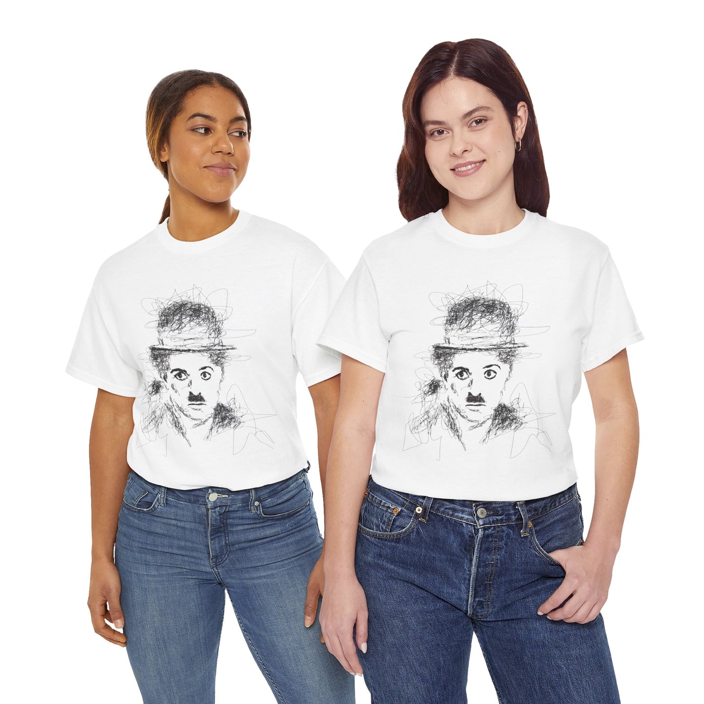 T-shirt Charlie Chaplin, Artistic Character Tee - Unique Graphic Design, Casual Wear, Gift for Artists, Vintage Style, Unisex Fashion