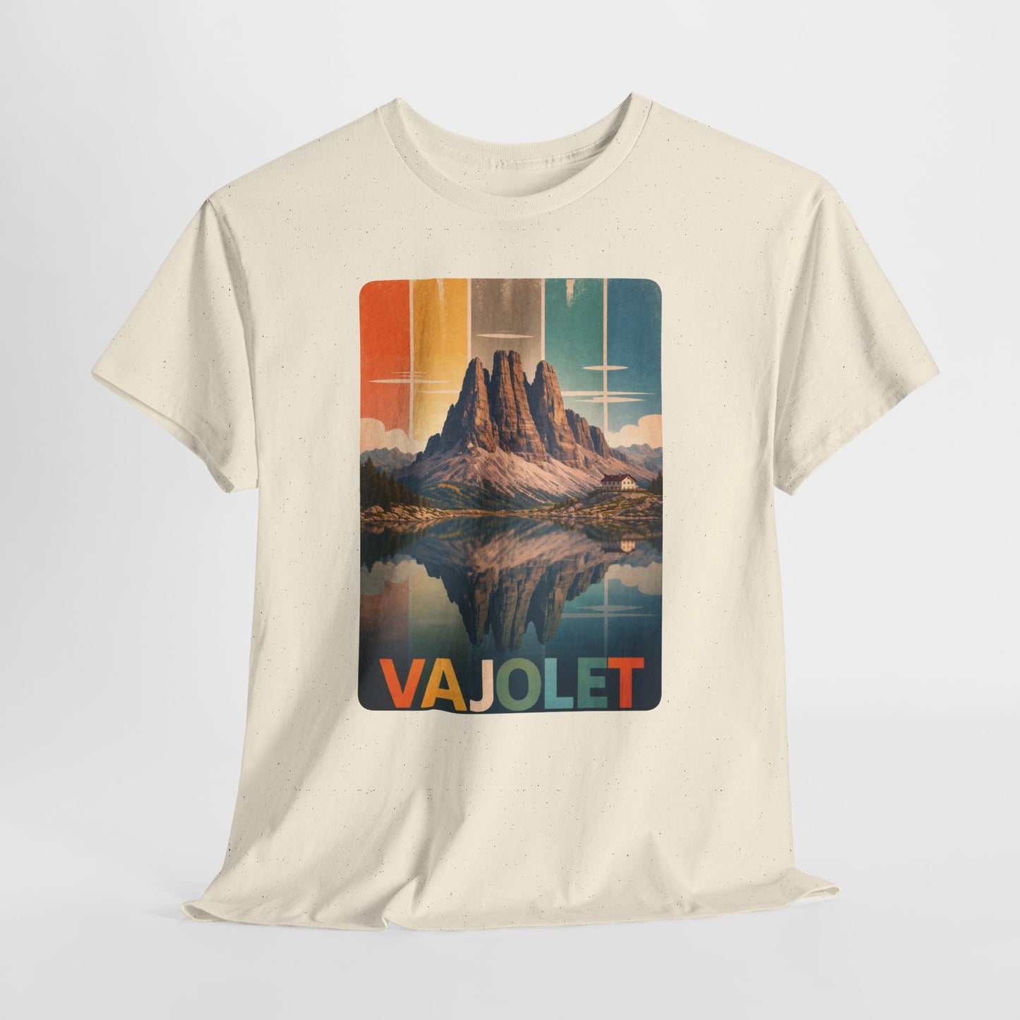 Dolomiti T-shirt, Torri del Vajolet Maglietta, Montagna Alpina Vintage, Paesaggio Lago, Idea Regalo Trekking