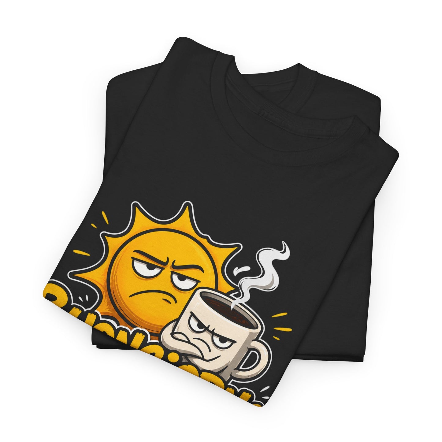 Maglietta Ironica "Buongiorno Un Cazzo" | T-Shirt Divertente con Sole e Caffè | Idea Regalo Uomo Donna