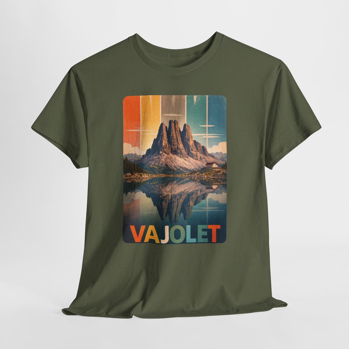 Dolomiti T-shirt, Torri del Vajolet Maglietta, Montagna Alpina Vintage, Paesaggio Lago, Idea Regalo Trekking