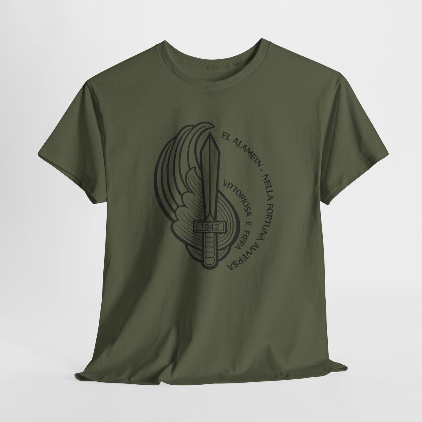Paracadutisti Folgore El Alamein T-Shirt, Stemma 1942 Pugnale Alato, Design Storico Commemorativo