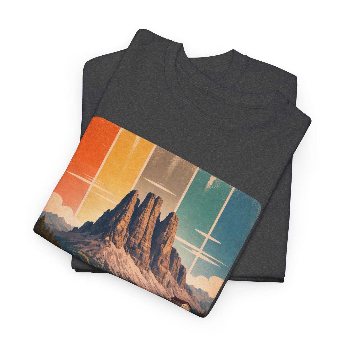 Dolomiti T-shirt, Torri del Vajolet Maglietta, Montagna Alpina Vintage, Paesaggio Lago, Idea Regalo Trekking