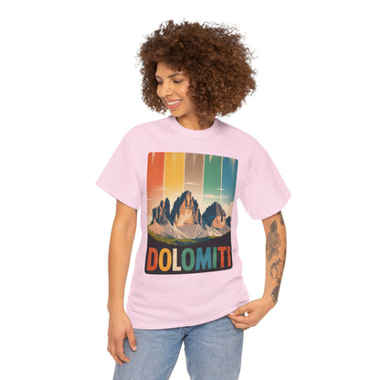 Dolomiti Shirt, Mountain Adventure Unisex Heavy Cotton Tee, Montagna T-shirt, Tre Cime di Lavaredo, Outdoor Hiking Tee