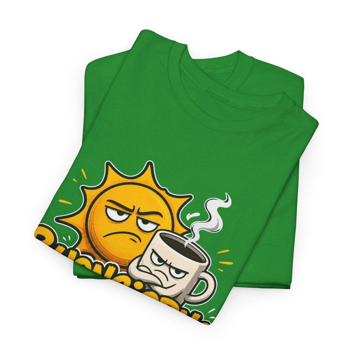 Maglietta Ironica "Buongiorno Un Cazzo" | T-Shirt Divertente con Sole e Caffè | Idea Regalo Uomo Donna