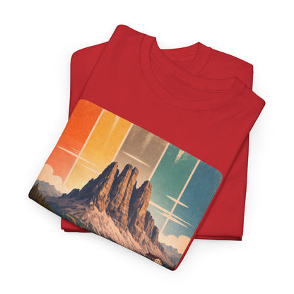 Dolomiti T-shirt, Torri del Vajolet Maglietta, Montagna Alpina Vintage, Paesaggio Lago, Idea Regalo Trekking