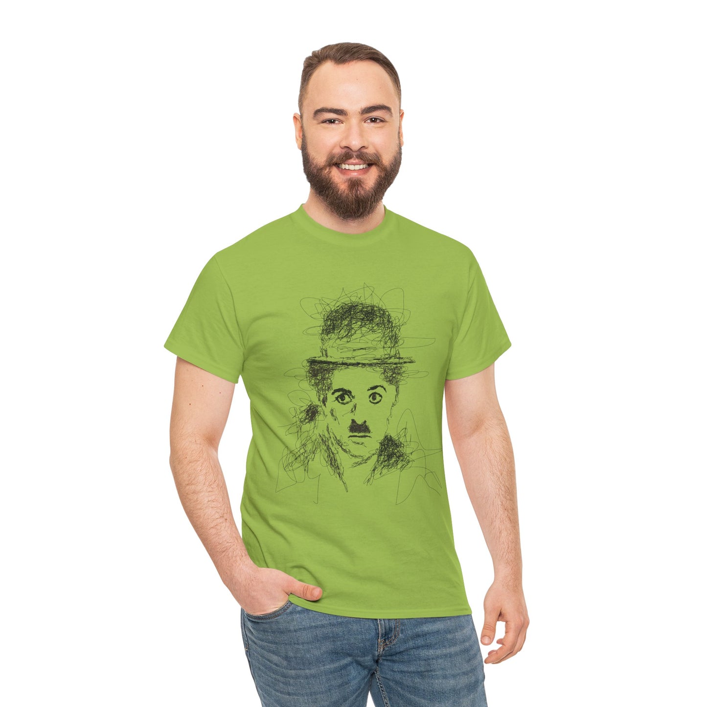 T-shirt Charlie Chaplin, Artistic Character Tee - Unique Graphic Design, Casual Wear, Gift for Artists, Vintage Style, Unisex Fashion
