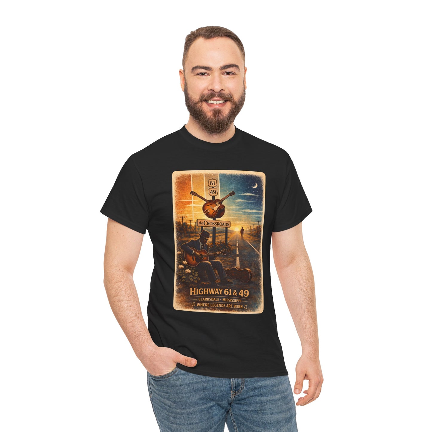 Robert Johnson Crossroads T-Shirt | Delta Blues Mississippi Tee | Route 61 Vintage Guitar Shirt