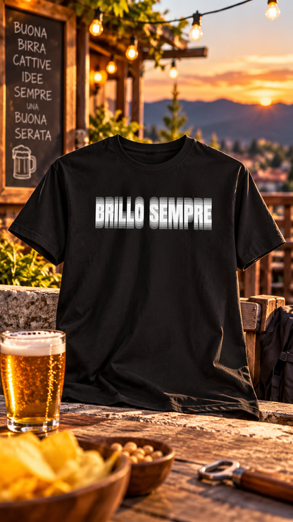 Maglietta Divertente Brillo Sempre, T-Shirt Ironica Alcol, Festa e Birra, Regalo Originale per Lui, Amante delle Feste
