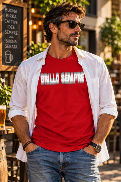 Maglietta Divertente Brillo Sempre, T-Shirt Ironica Alcol, Festa e Birra, Regalo Originale per Lui, Amante delle Feste