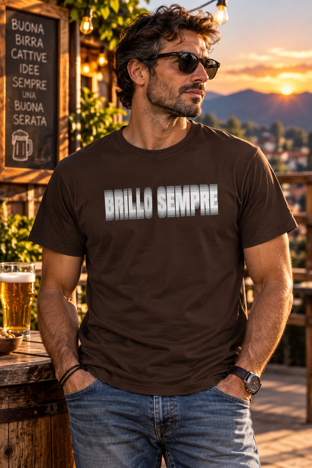 Maglietta Divertente Brillo Sempre, T-Shirt Ironica Alcol, Festa e Birra, Regalo Originale per Lui, Amante delle Feste