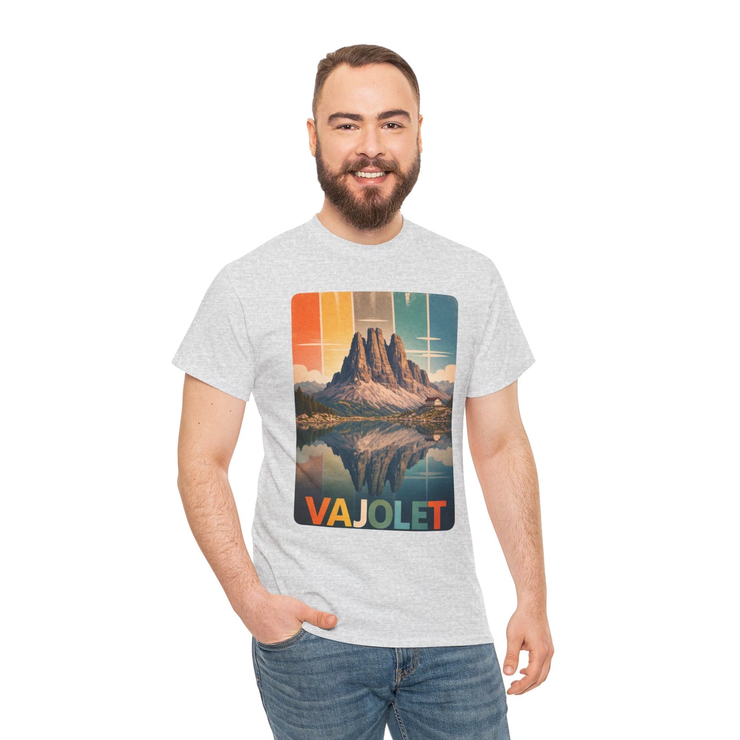 Dolomiti T-shirt, Torri del Vajolet Maglietta, Montagna Alpina Vintage, Paesaggio Lago, Idea Regalo Trekking