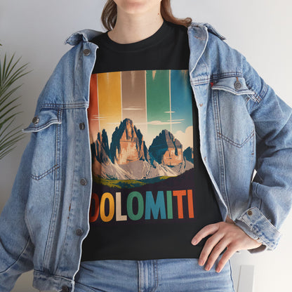 Dolomiti Shirt, Mountain Adventure Unisex Heavy Cotton Tee, Montagna T-shirt, Tre Cime di Lavaredo, Outdoor Hiking Tee