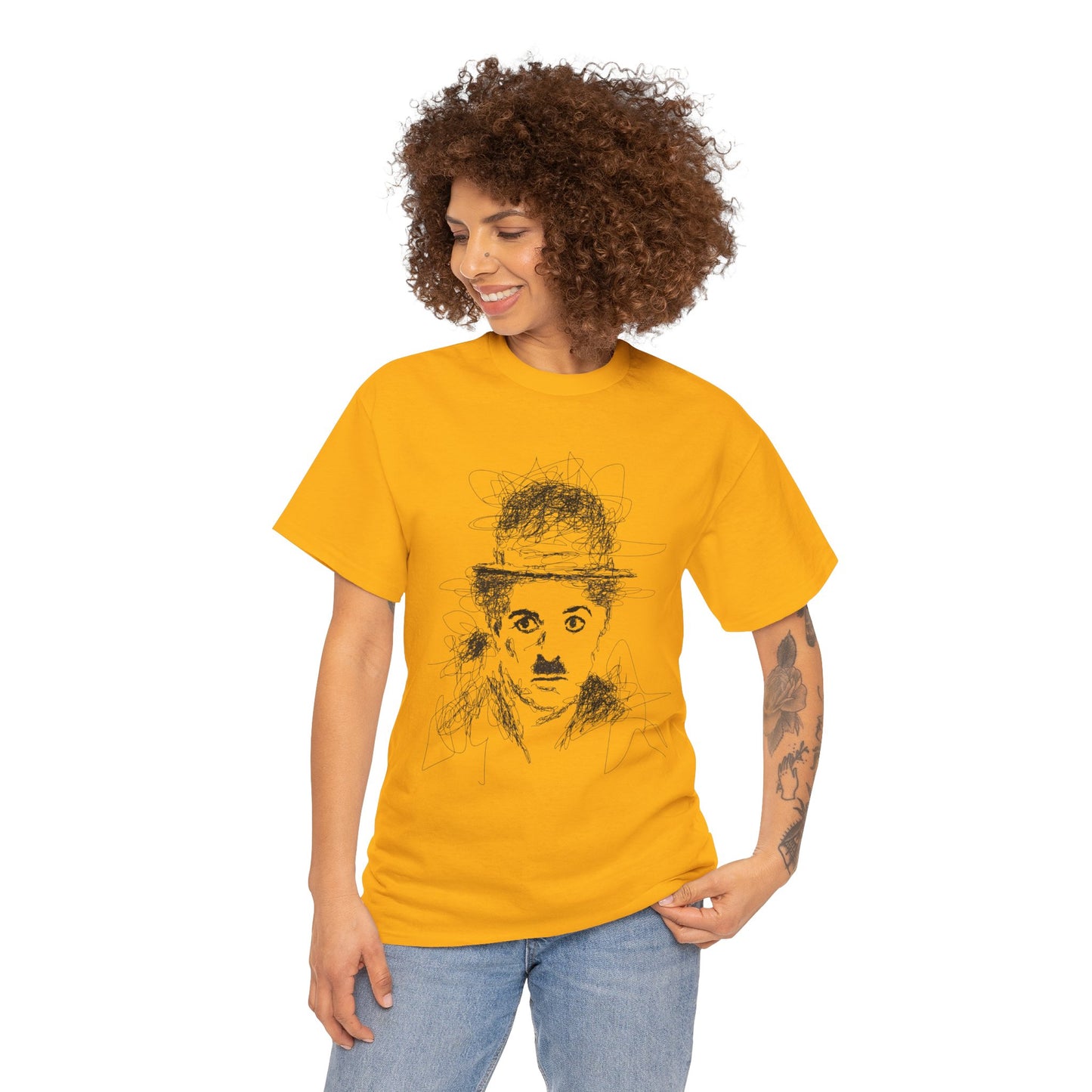 T-shirt Charlie Chaplin, Artistic Character Tee - Unique Graphic Design, Casual Wear, Gift for Artists, Vintage Style, Unisex Fashion