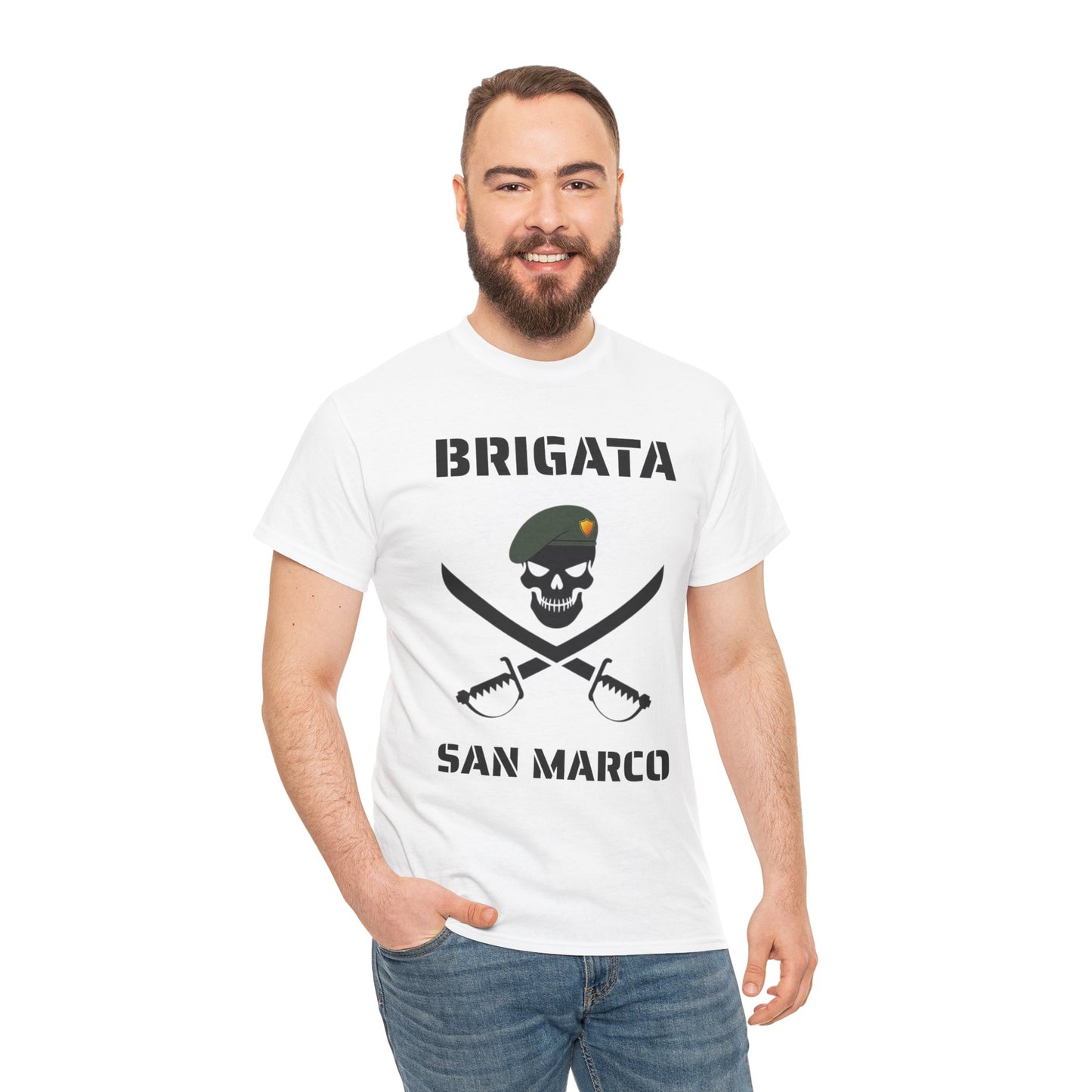 Brigata San Marco Skull T-Shirt — Marina Militare Pirate-Style Tee for Military Fans