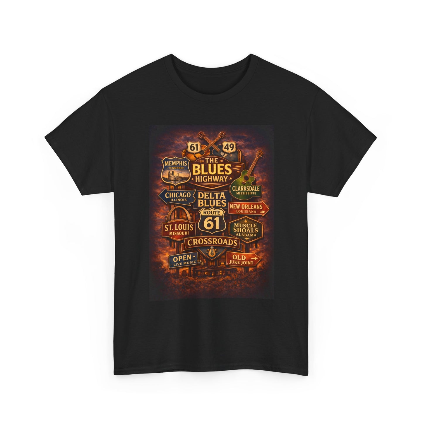 Delta Blues Music Tee | Mississippi Blues Streets, Vintage Blues Shirt