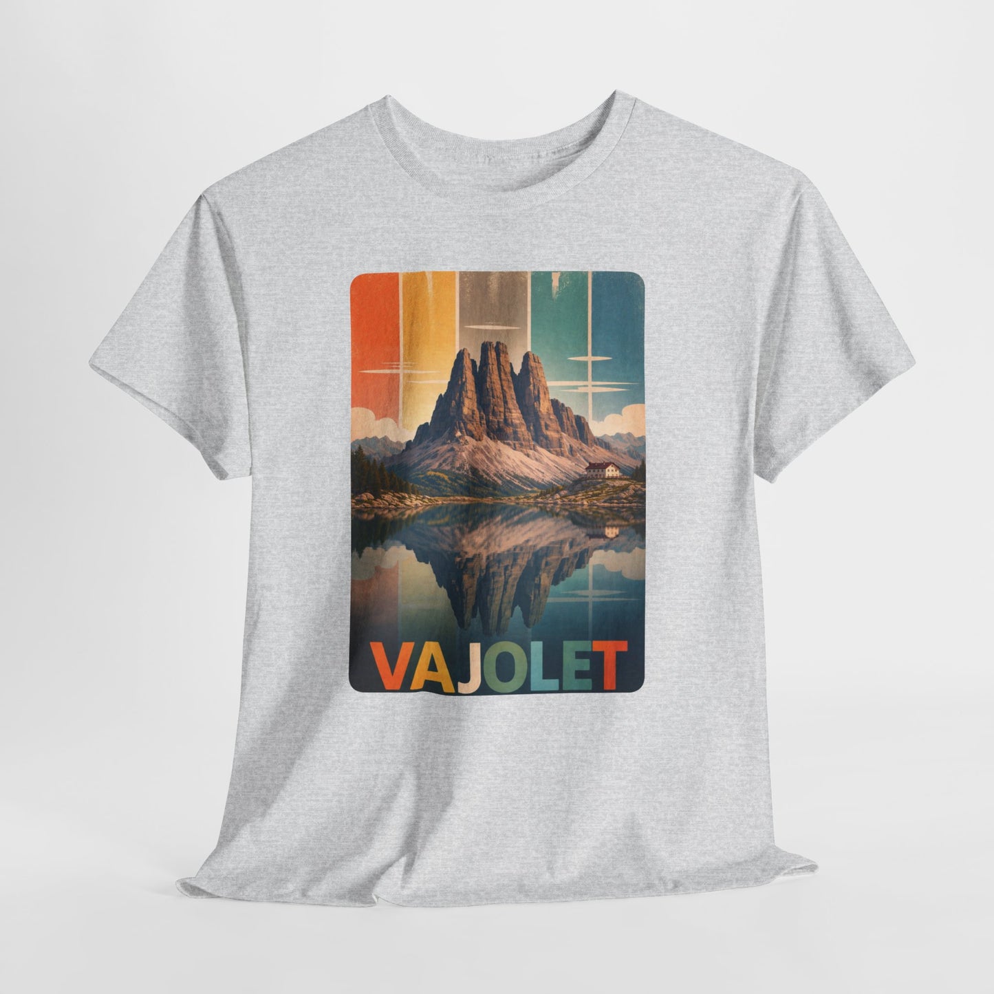 Dolomiti T-shirt, Torri del Vajolet Maglietta, Montagna Alpina Vintage, Paesaggio Lago, Idea Regalo Trekking