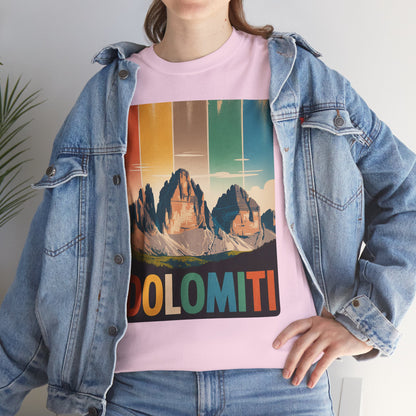 Dolomiti Shirt, Mountain Adventure Unisex Heavy Cotton Tee, Montagna T-shirt, Tre Cime di Lavaredo, Outdoor Hiking Tee
