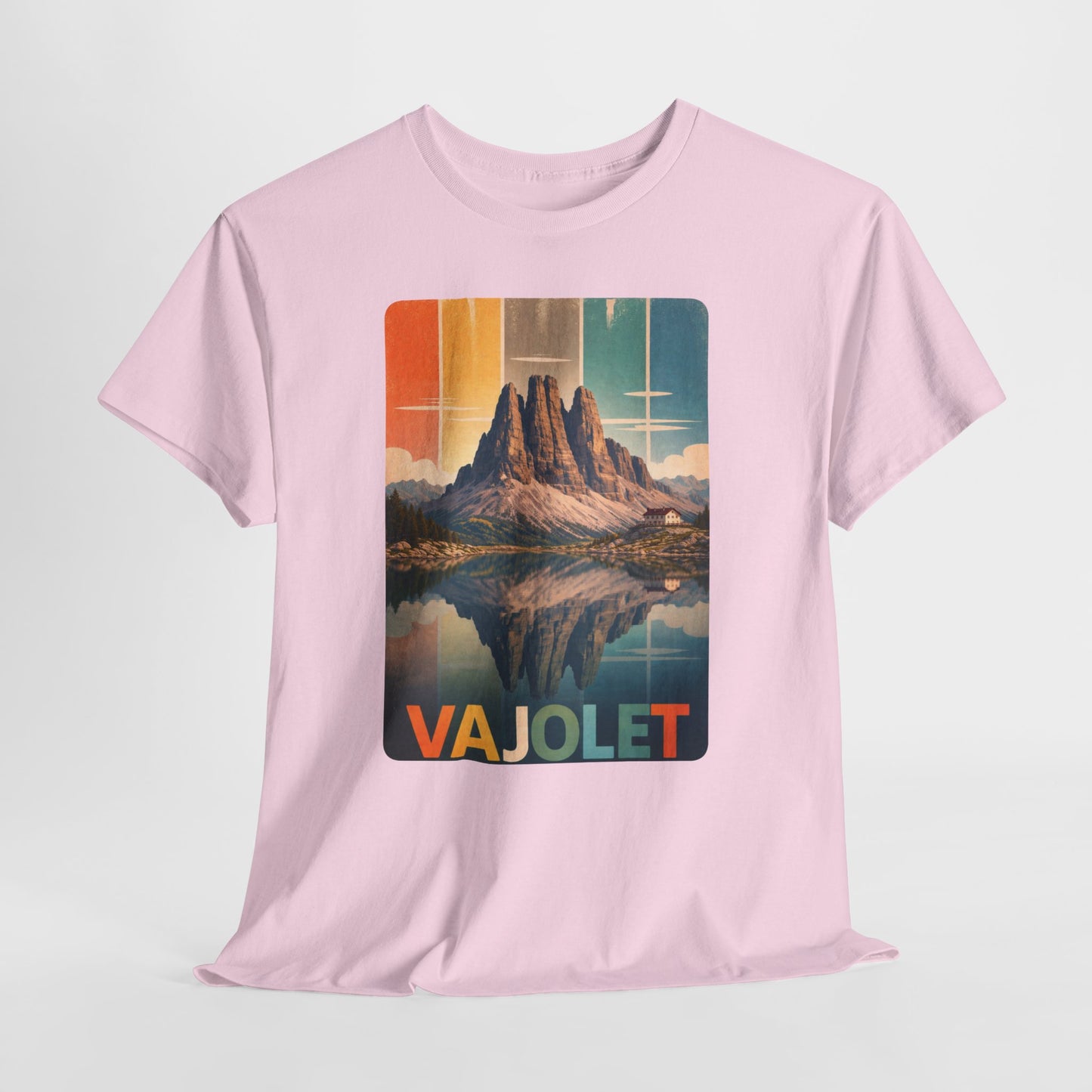 Dolomiti T-shirt, Torri del Vajolet Maglietta, Montagna Alpina Vintage, Paesaggio Lago, Idea Regalo Trekking
