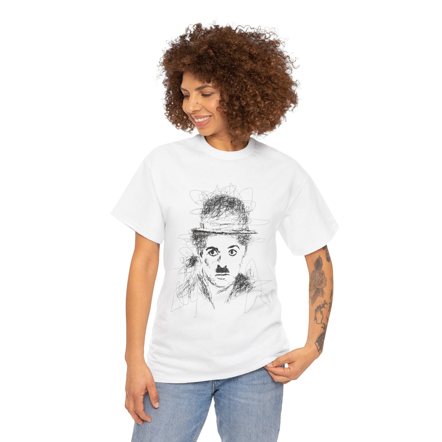 T-shirt Charlie Chaplin, Artistic Character Tee - Unique Graphic Design, Casual Wear, Gift for Artists, Vintage Style, Unisex Fashion