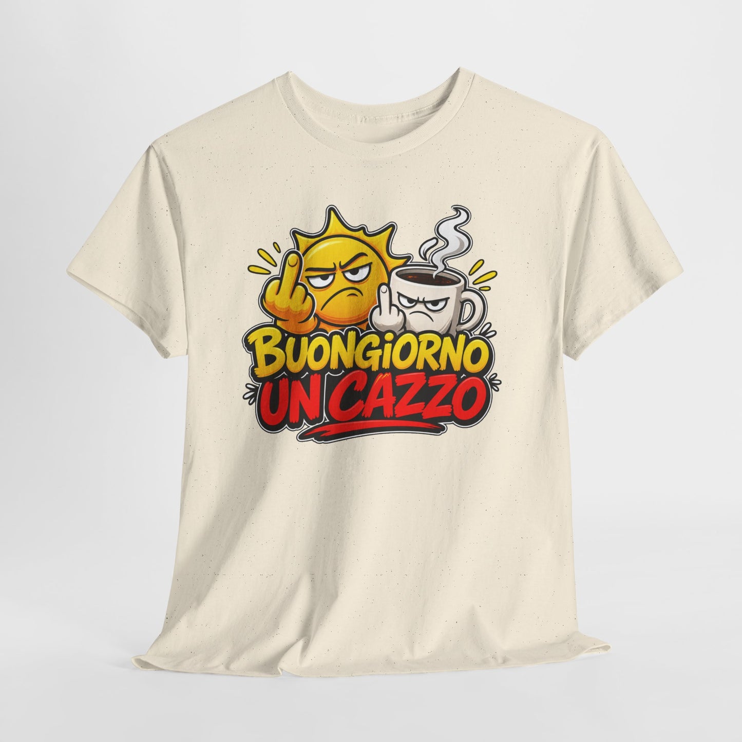 Maglietta Ironica "Buongiorno Un Cazzo" | T-Shirt Divertente Caffè e Sarcasmo