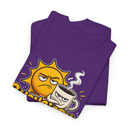 Maglietta Ironica "Buongiorno Un Cazzo" | T-Shirt Divertente con Sole e Caffè | Idea Regalo Uomo Donna