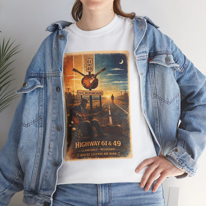 Robert Johnson Crossroads T-Shirt | Delta Blues Mississippi Tee | Route 61 Vintage Guitar Shirt