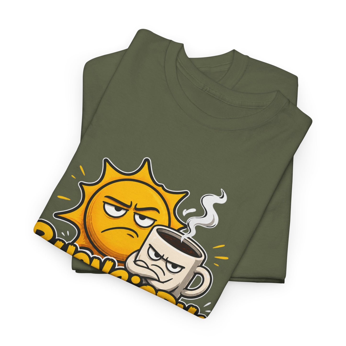 Maglietta Ironica "Buongiorno Un Cazzo" | T-Shirt Divertente con Sole e Caffè | Idea Regalo Uomo Donna