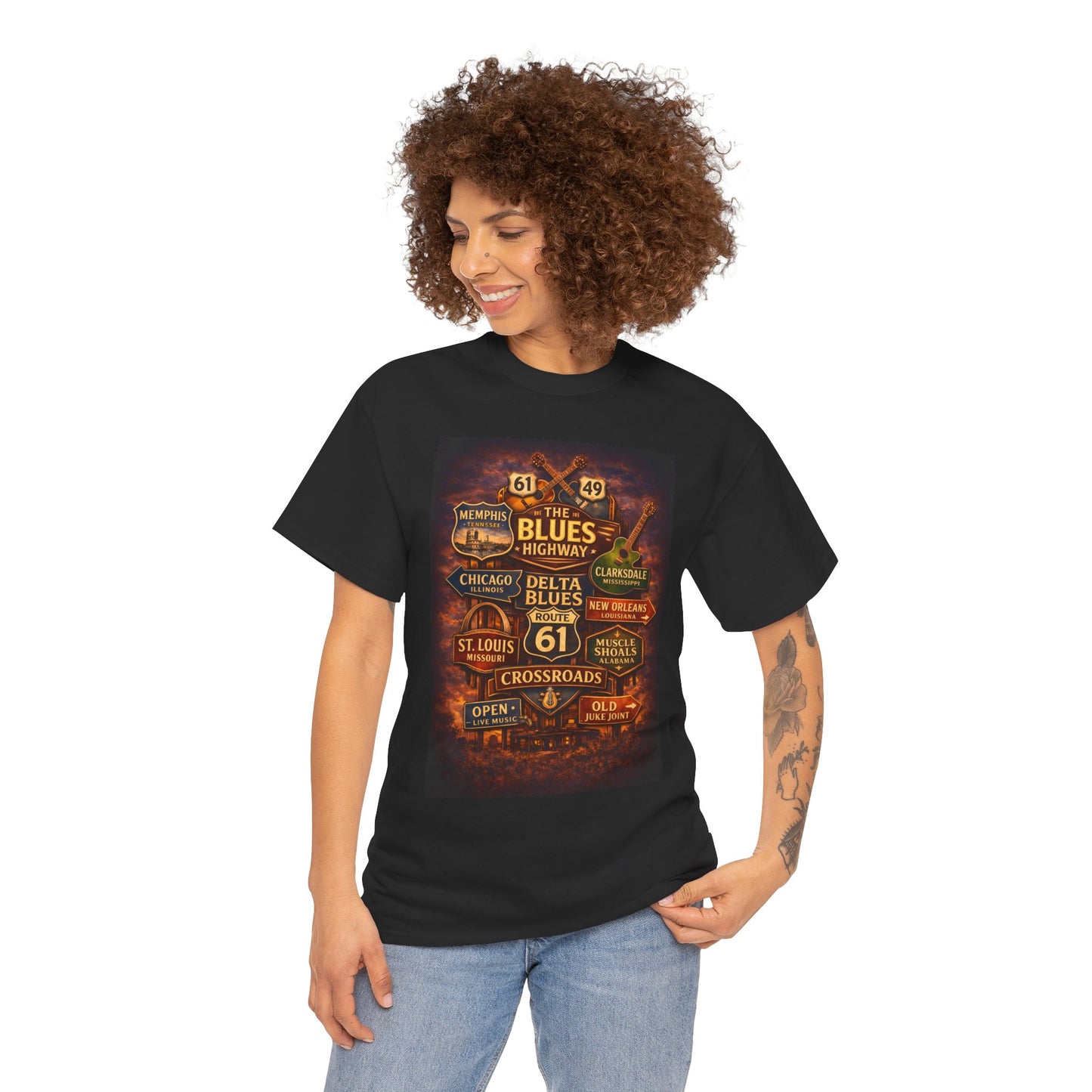 Delta Blues Music Tee | Mississippi Blues Streets, Vintage Blues Shirt