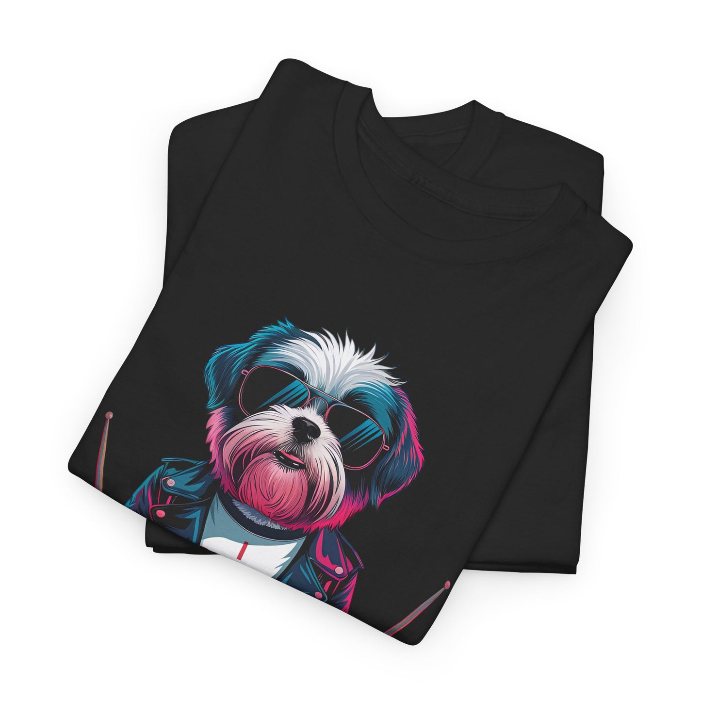 Dog Drummer T‑Shirt - Stylish Cane Batterista Maglietta for Shih Tzu & Pet Lovers