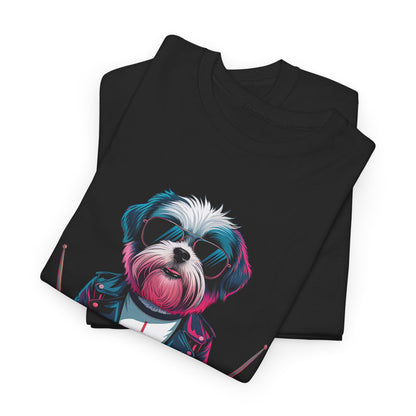 Dog Drummer T‑Shirt - Stylish Cane Batterista Maglietta for Shih Tzu & Pet Lovers