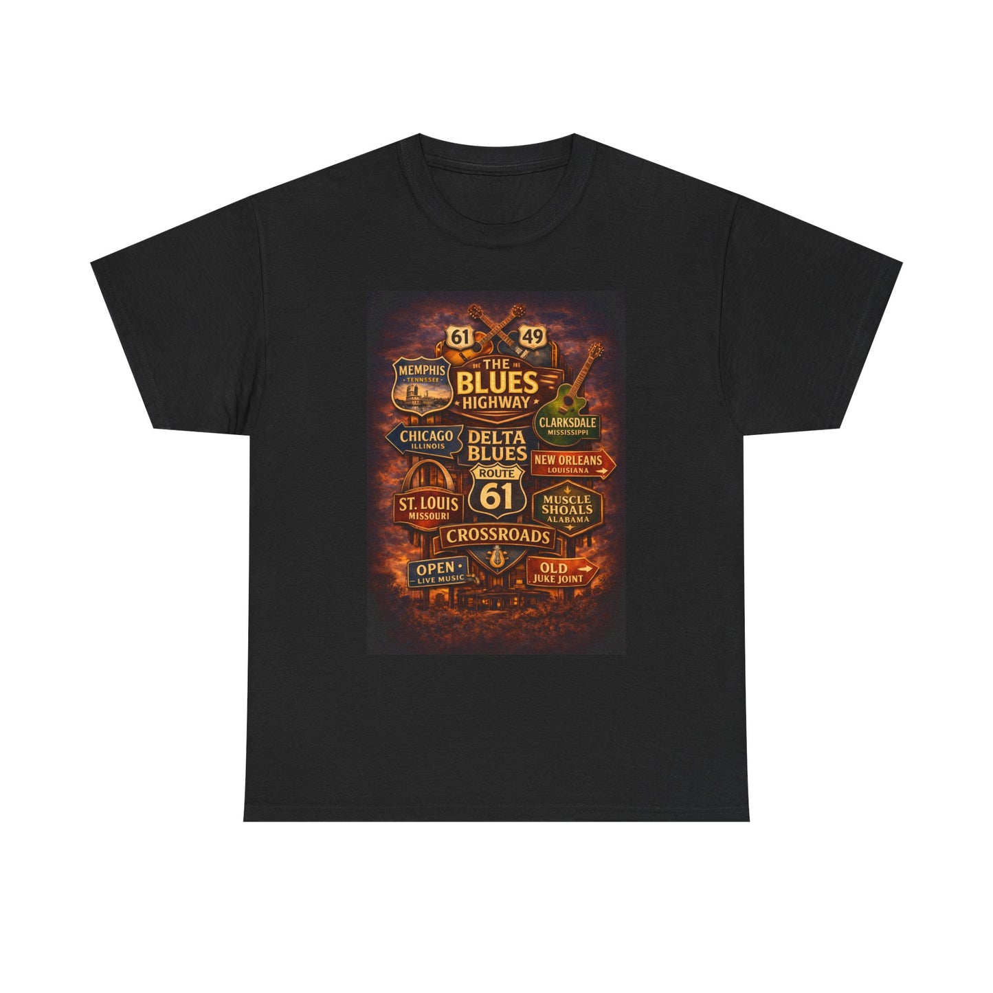 Delta Blues Music Tee | Mississippi Blues Streets, Vintage Blues Shirt