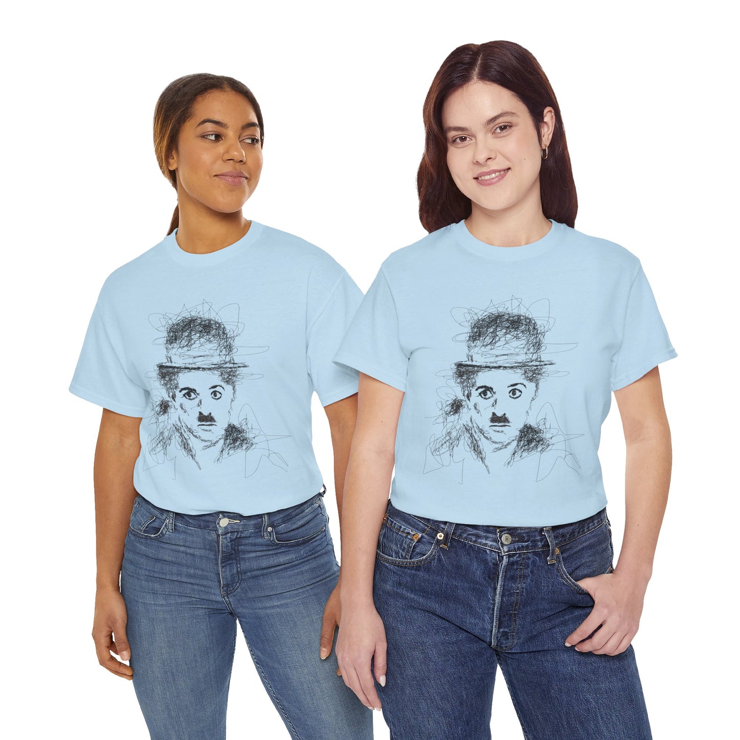 T-shirt Charlie Chaplin, Artistic Character Tee - Unique Graphic Design, Casual Wear, Gift for Artists, Vintage Style, Unisex Fashion