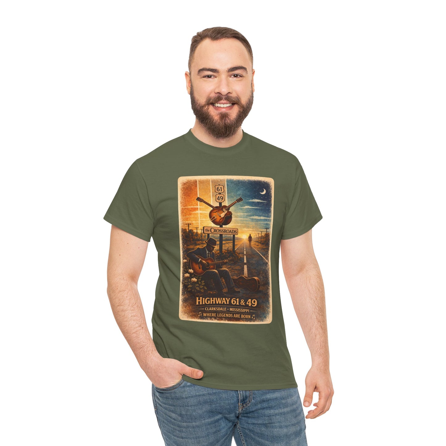Robert Johnson Crossroads T-Shirt | Delta Blues Mississippi Tee | Route 61 Vintage Guitar Shirt