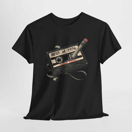 1976 50th Birthday Retro Cassette Tee — Vintage Music Tape Shirt