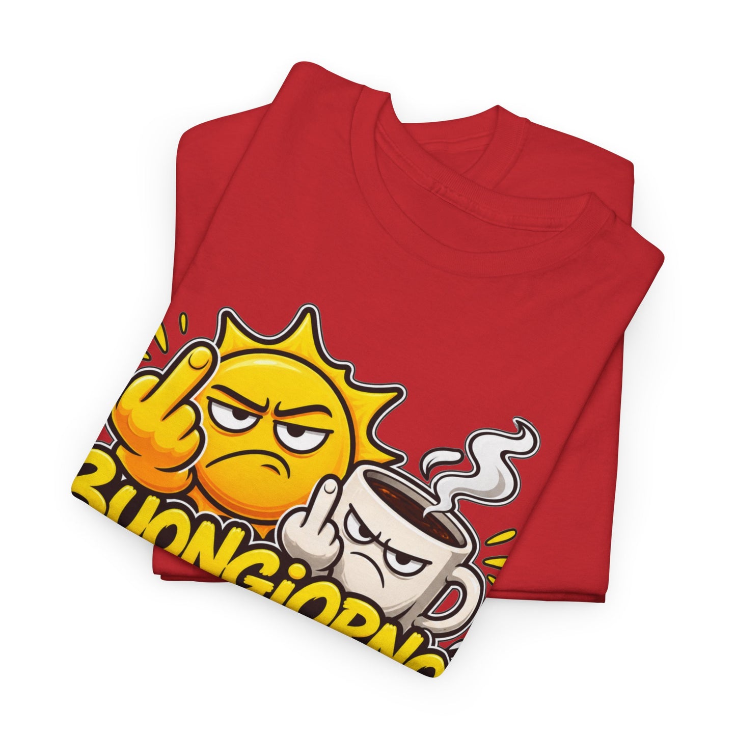 Maglietta Ironica "Buongiorno Un Cazzo" | T-Shirt Divertente Caffè e Sarcasmo